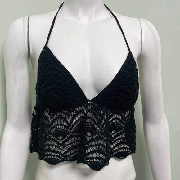TOBI Bohemian Festival Crochet Lace Sexy Halter Tie Back Top small - Picture 2 of 6